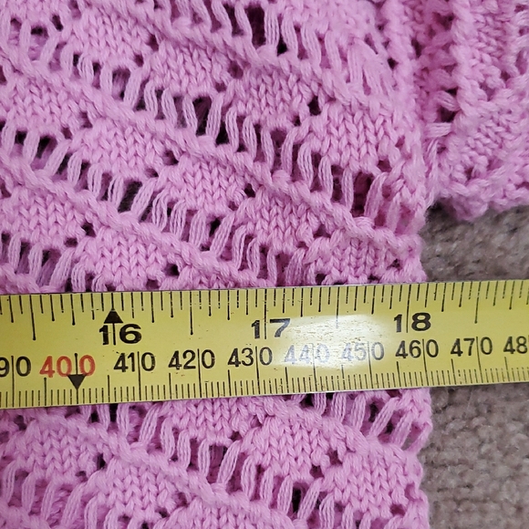 Heartloom Pink Knit Novella With Gold Accent Cotton Feminine Coquette Cardigan M - Picture 12 of 13